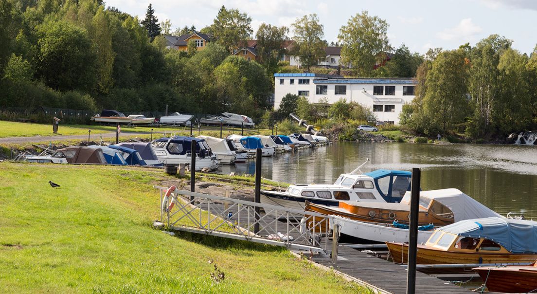 Båthavn i Lillestrøm på sommeren.