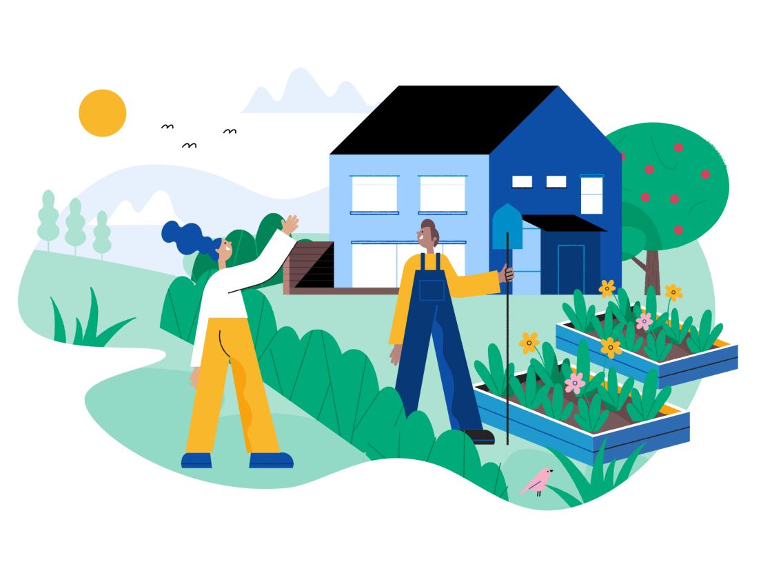 en illustration av en trädgård