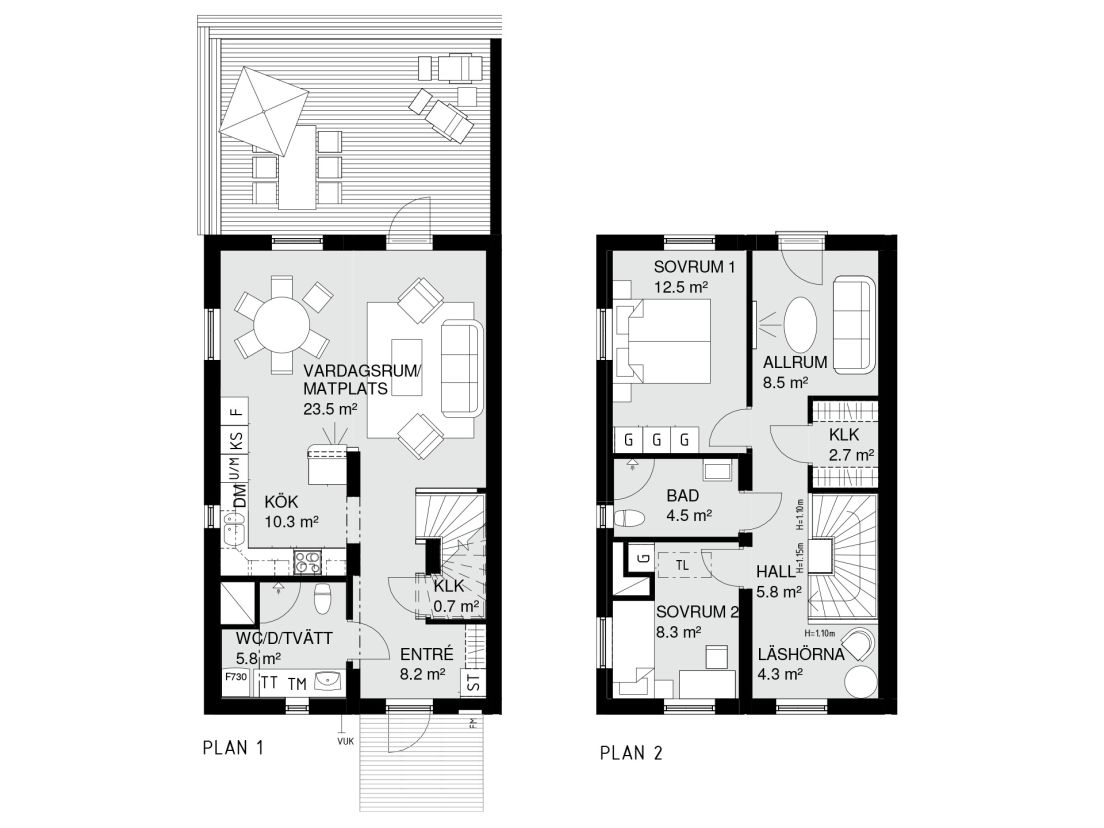 planlösning radhus 107 kvm brf karusellen