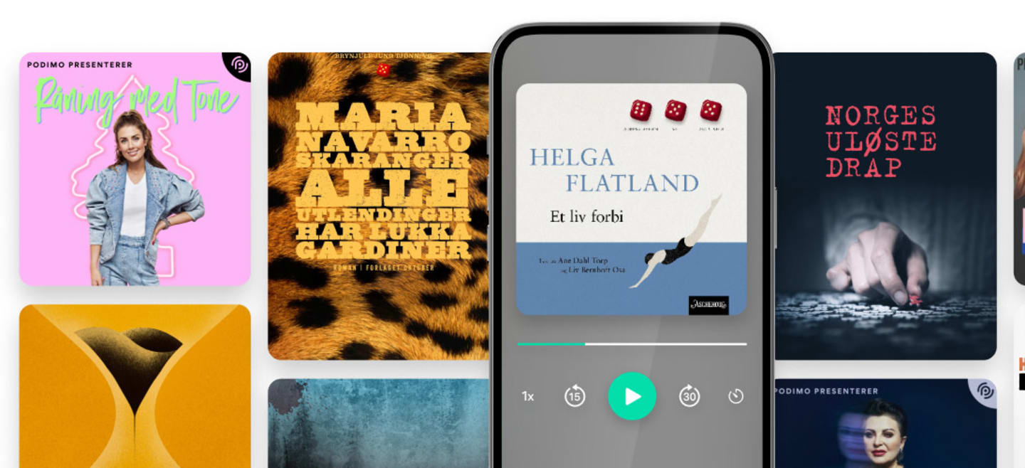 Produktbilder av ulike podcaster