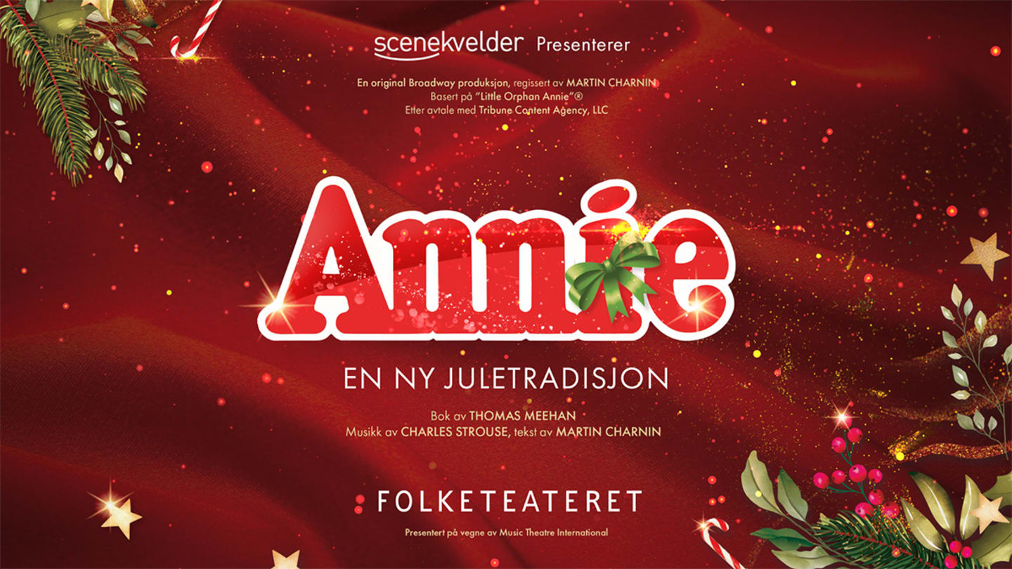 Tekstplakat for forestilling av Annie på Folketeateret