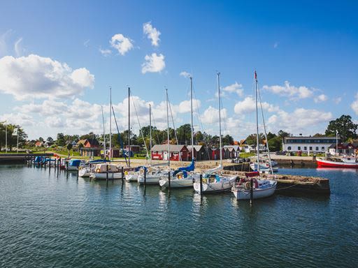 Abbekås hamn på en sommardag