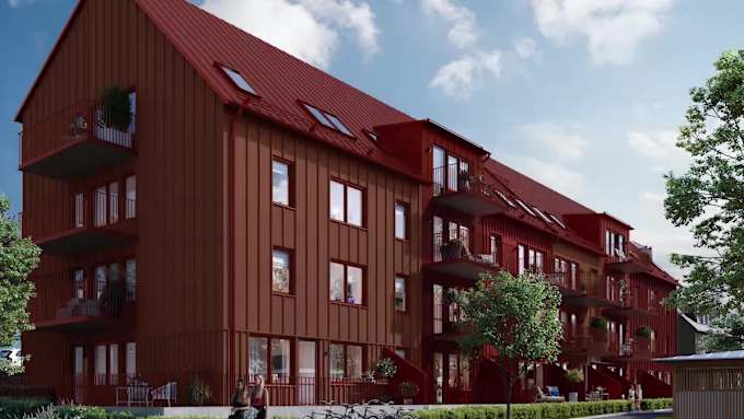Mysig pergola på innergård