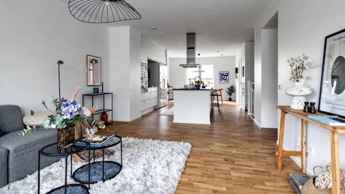 Rörliga bilder med interiöra och exteriöra bilder från Brf Vega Garden i Haninge