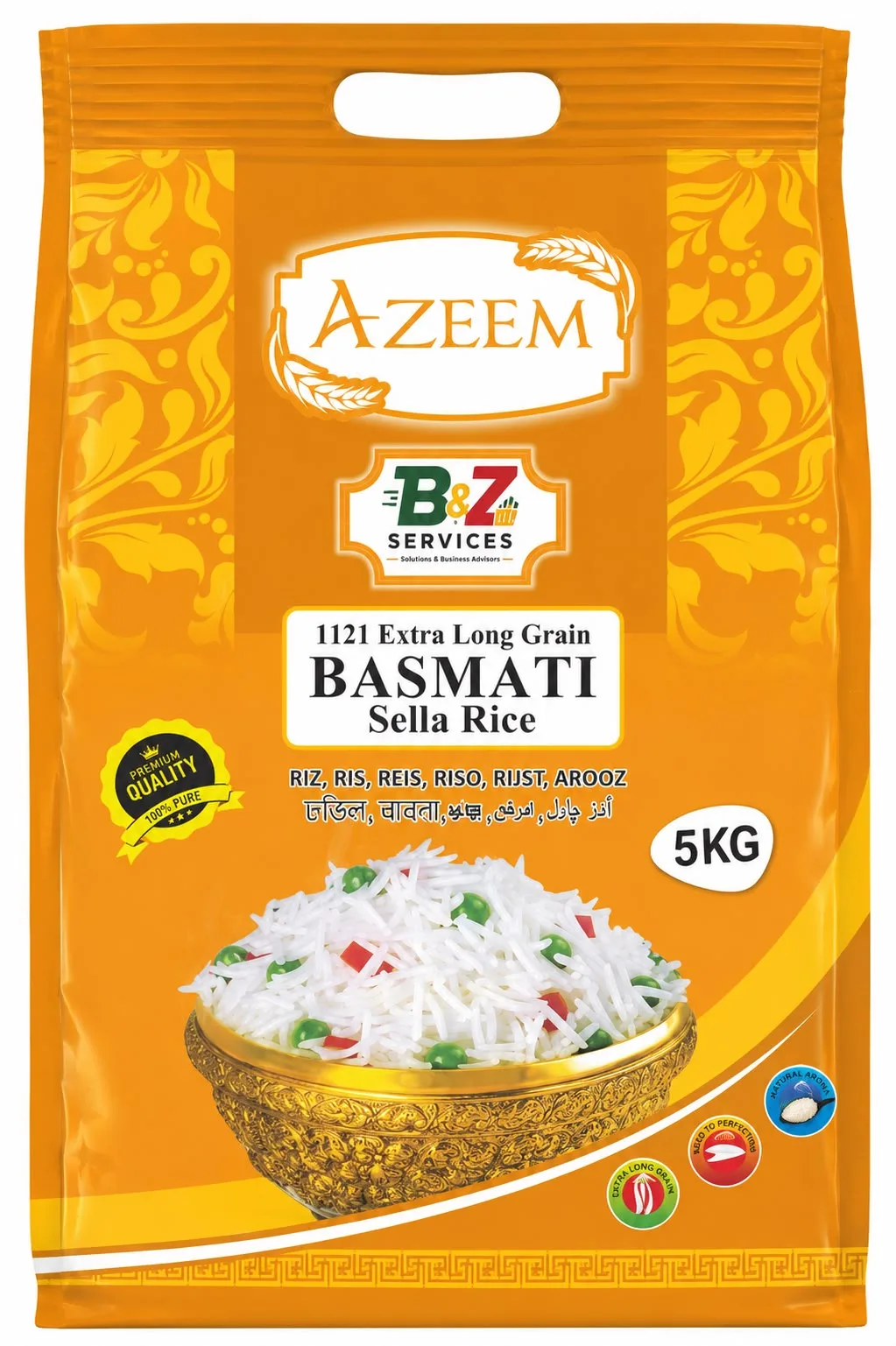 Azeem 1121 Extra Long Grain Basmati Sella Rice (5KG)