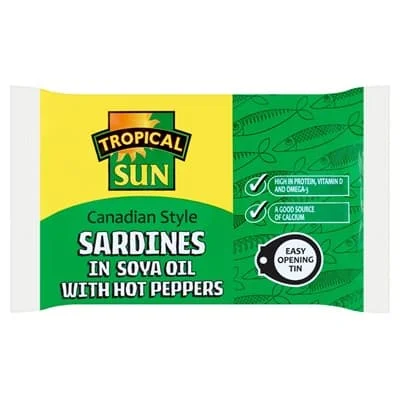 Tropical Sun Canadian Sardines In Soya Oil Pepper 12 x 106g