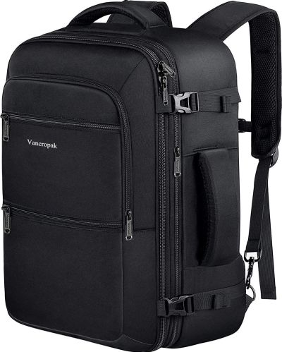 Front facing view of the Vancropak Travel Backpack