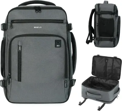 Front facing view of the Ecohub 16" Travel Backpack