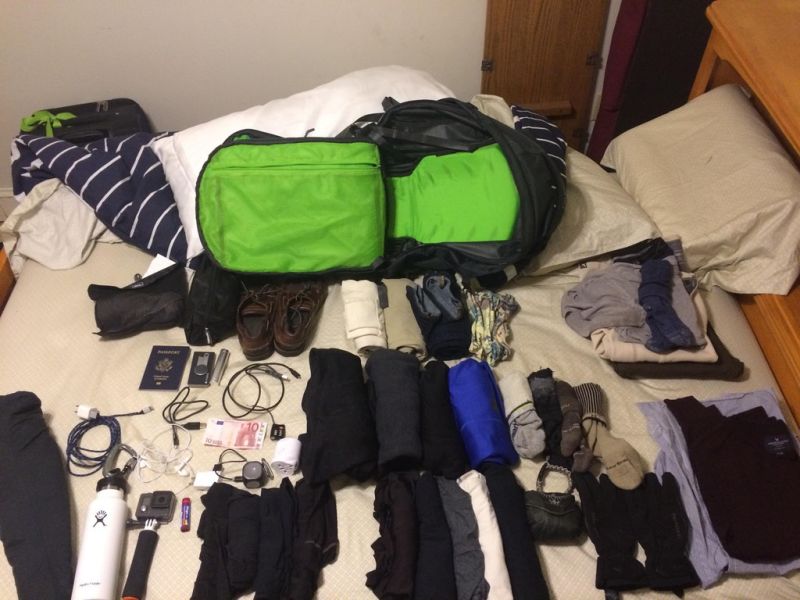 Picture of packing list titled: Packing List for a Cold Trip to Europe