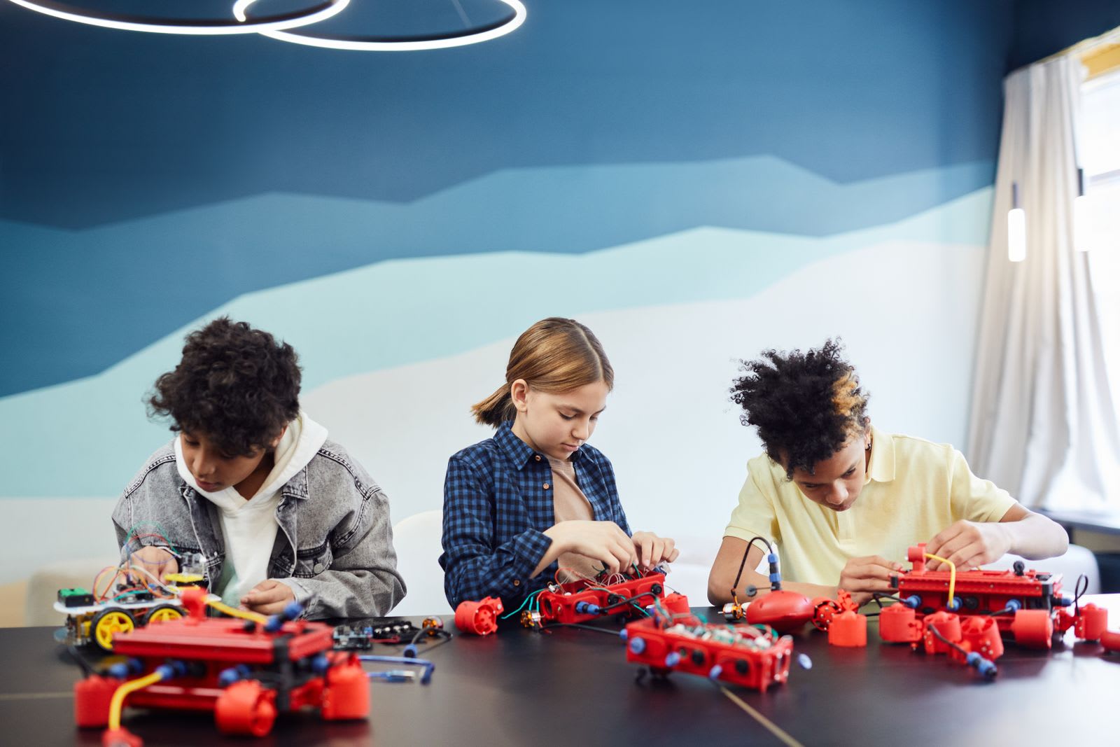 Robotics team at work