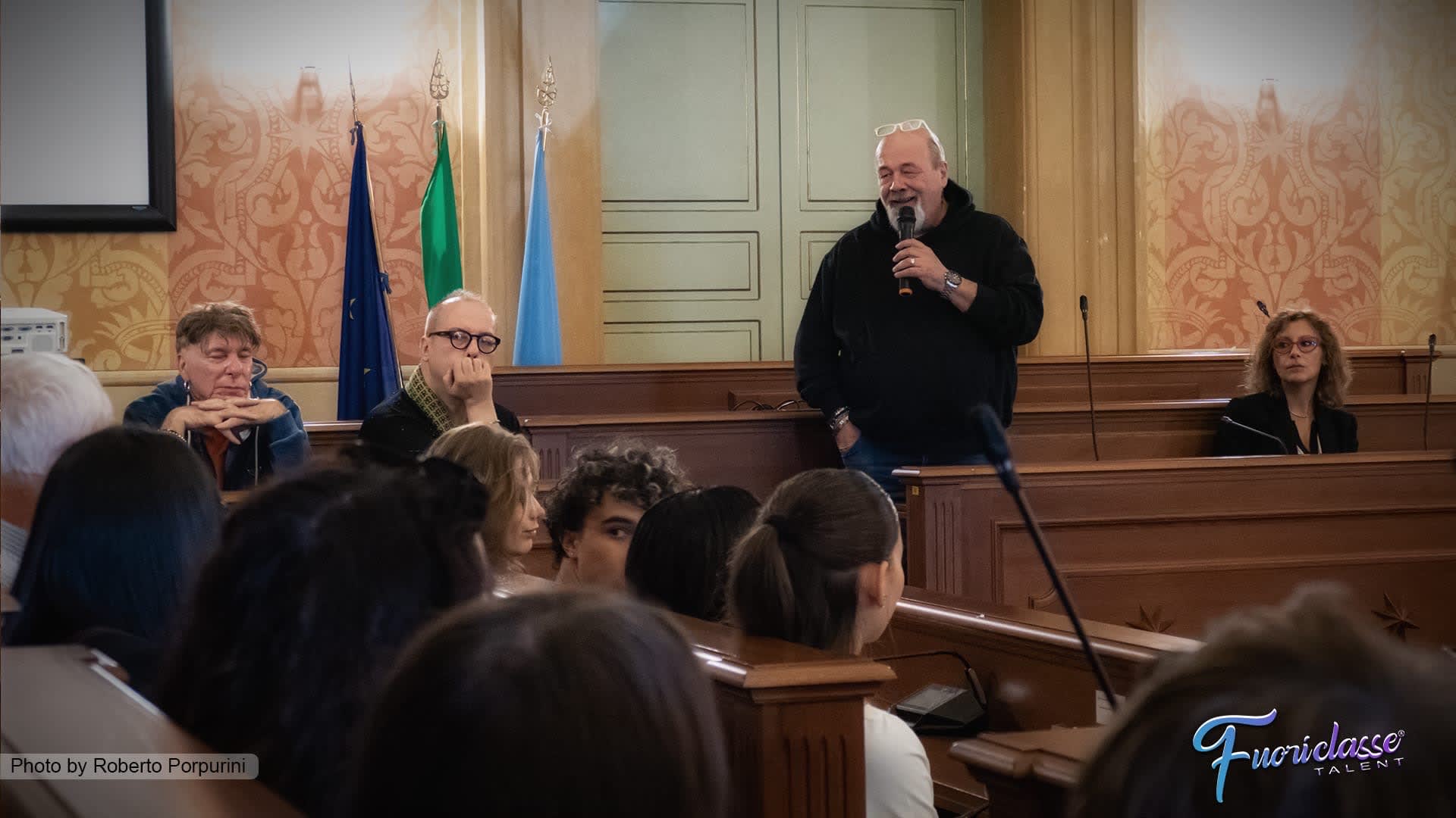 Un intervento durante la presentazione del Fuoriclasse Talent al Comune di Anzio