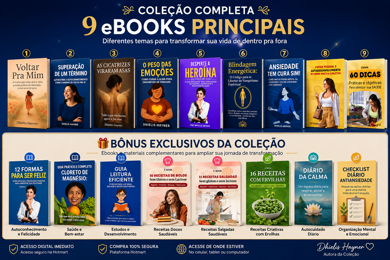Coleção Completa de 9 eBooks da Dhi Hay com Bônus Inclusos