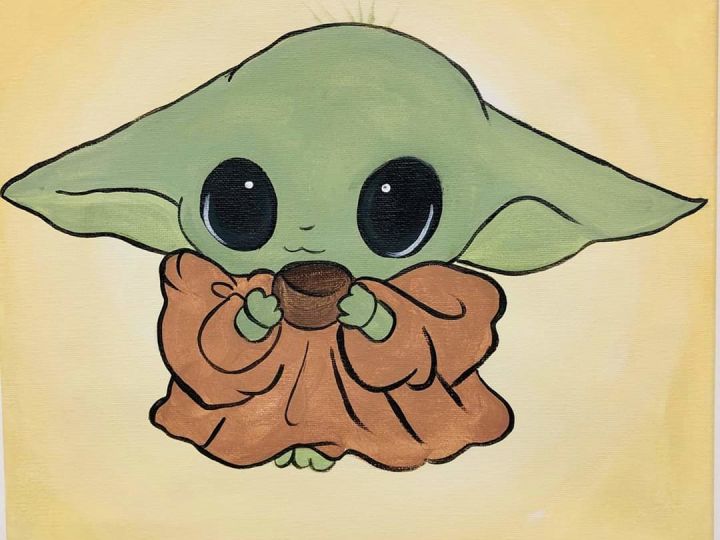 Baby Yoda Canvas Art Sip 'n Paint