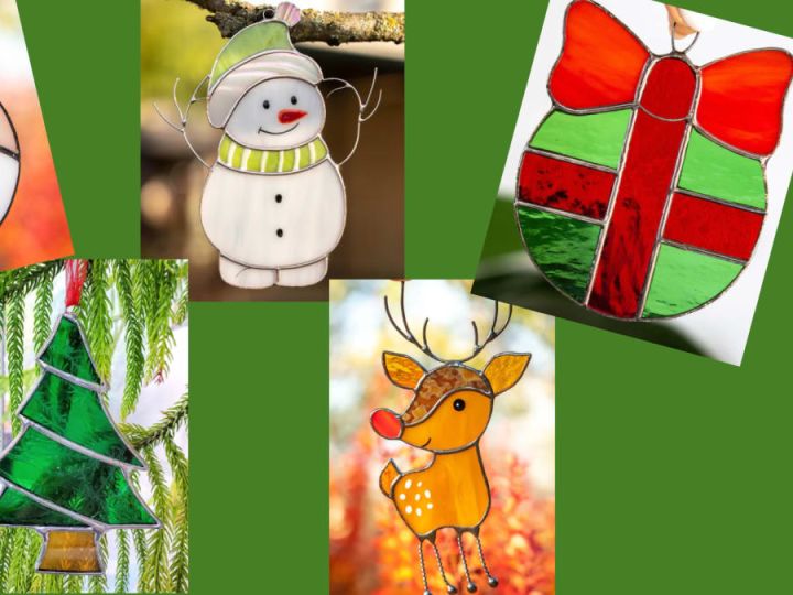 Stained Glass Christmas OrnamentsChoose 2