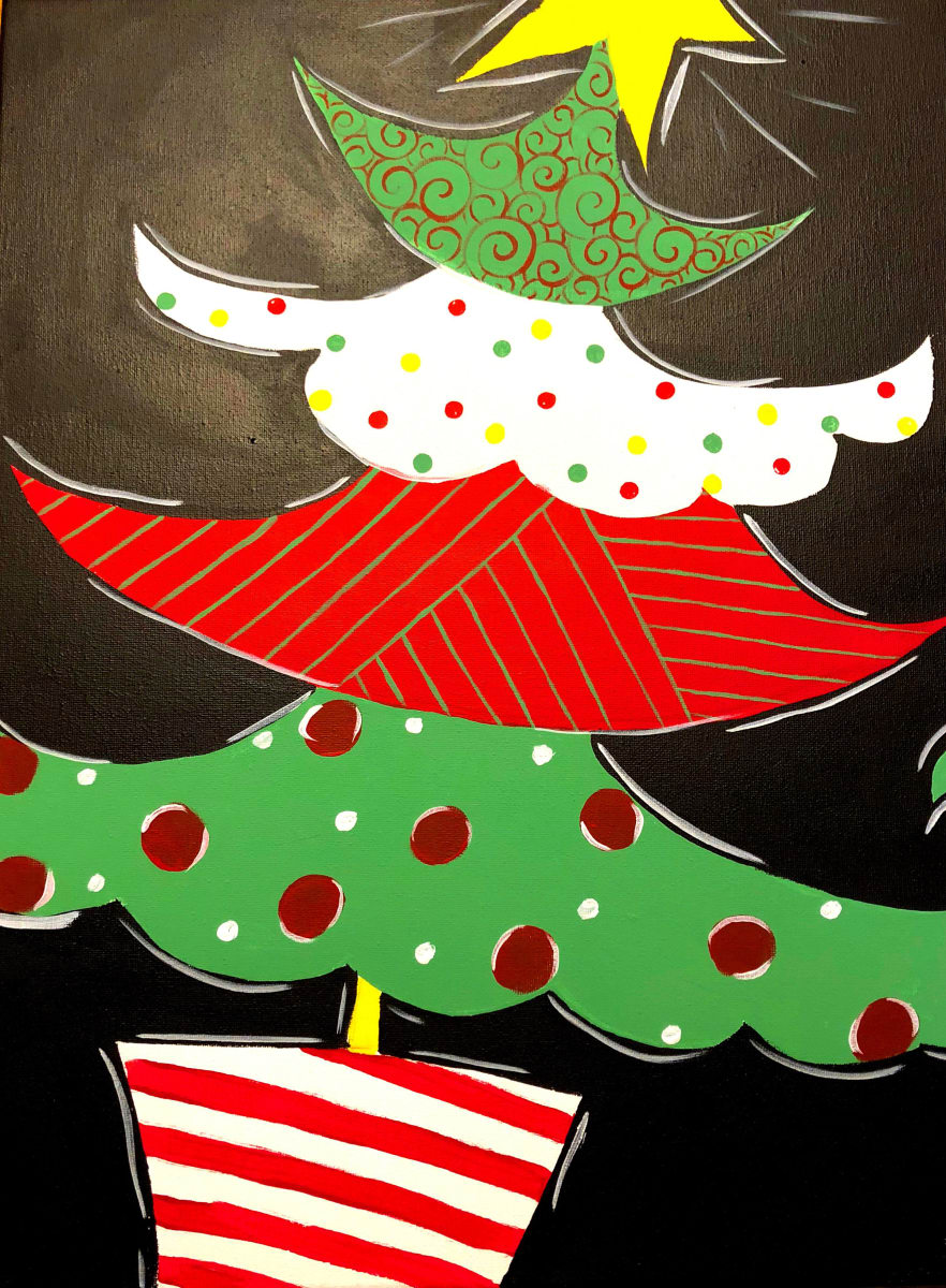 Boozy Brushes- Funky Christmas Tree Photo