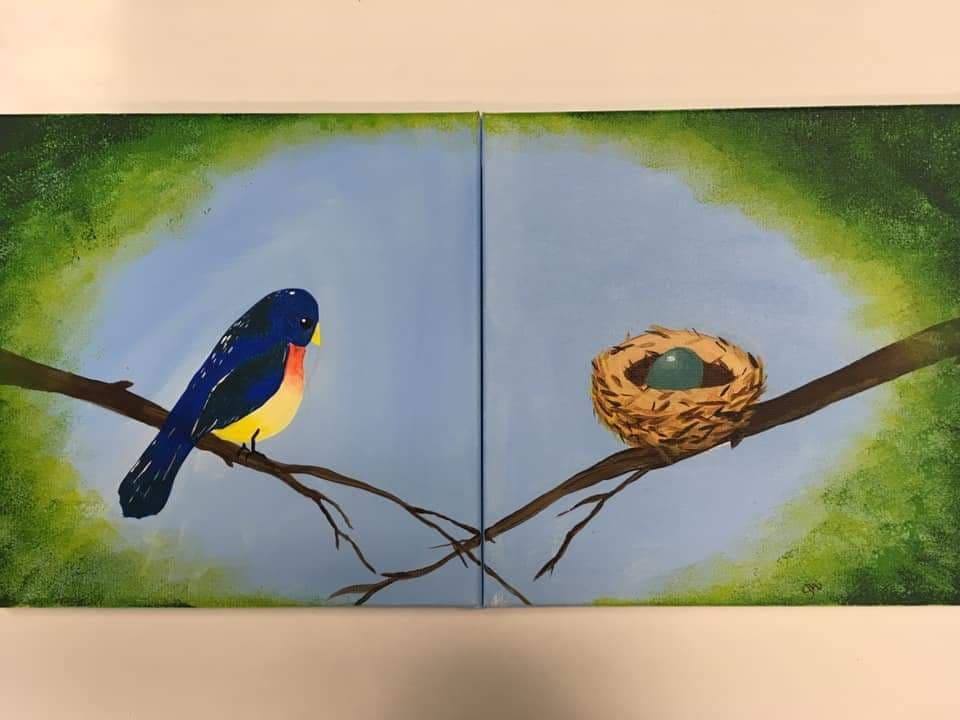 Bird And Nest Family Canvas 20 Online Special Price