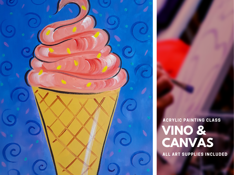 Twist Cone With Yellow Sprinkles Acrylic Painting Class