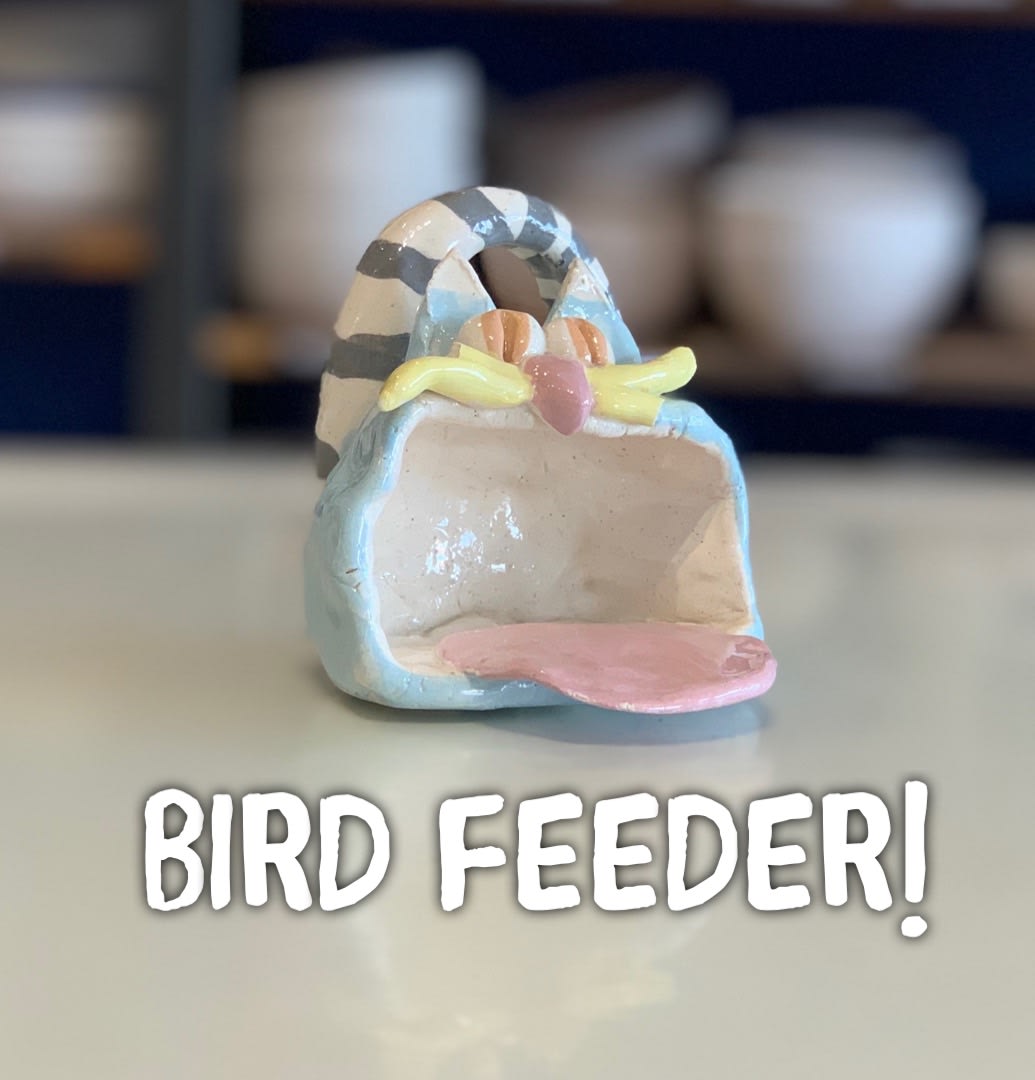 Silly Clay Cat Bird Feeder