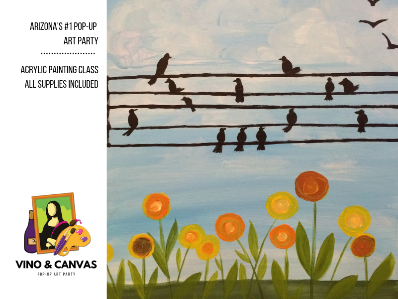 Birds On A Wire Acrylic Painting Class