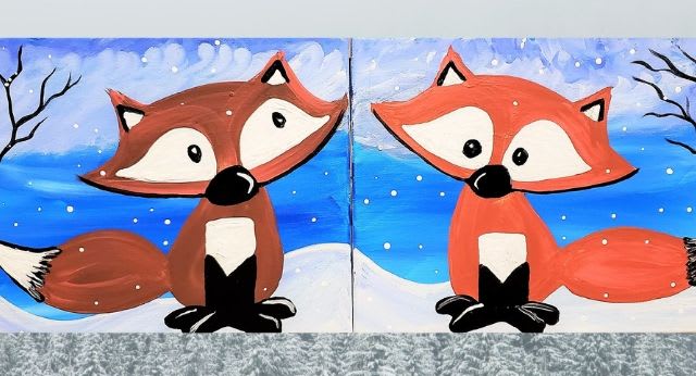 Mommy And Me Painting Class Snow Foxes
