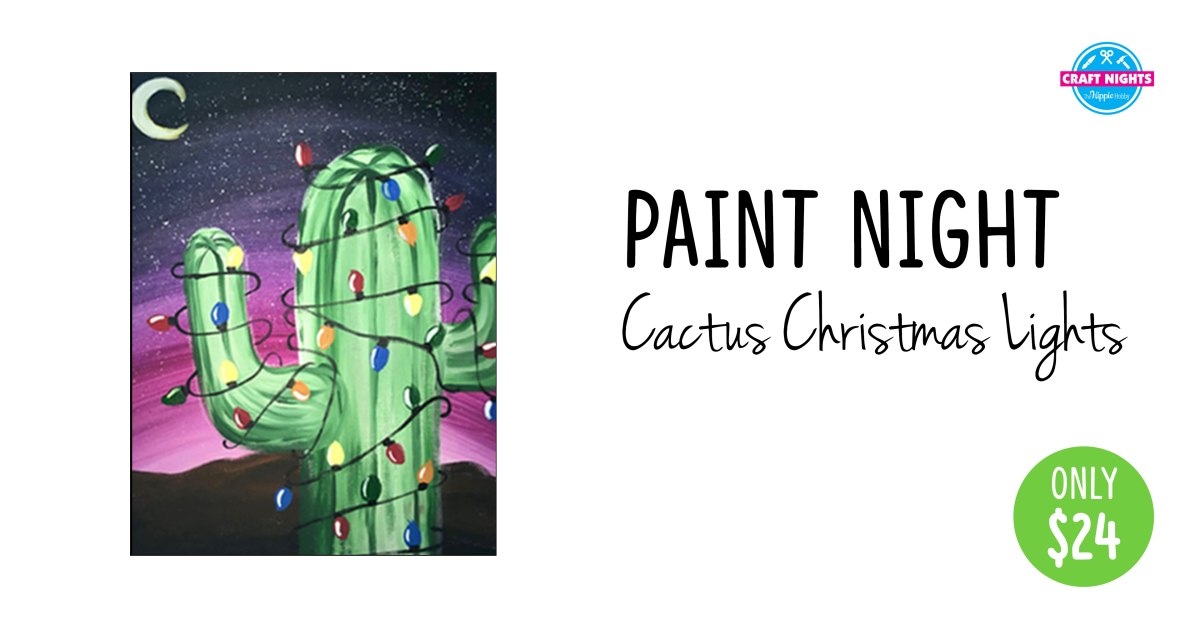 Paint Night Cactus Christmas Lights
