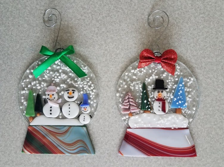 Ghp charcoal bbq rolling porcelain globe grill cooking inch square area Snow Globe - Fused Glass at Art Escape - Vacation in the Lakes Region