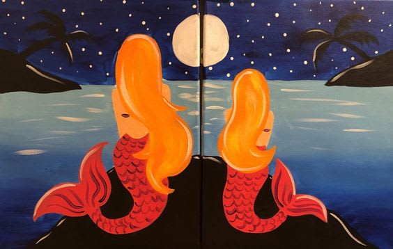 Mom And Me Painting Class Mermaid Moonlight