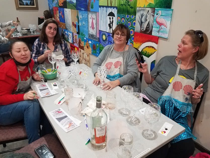 Wine Glass Painting Party Photo