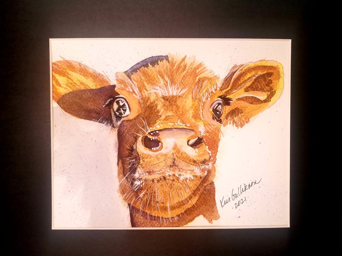FROSTY THE CALF Watercolor Photo