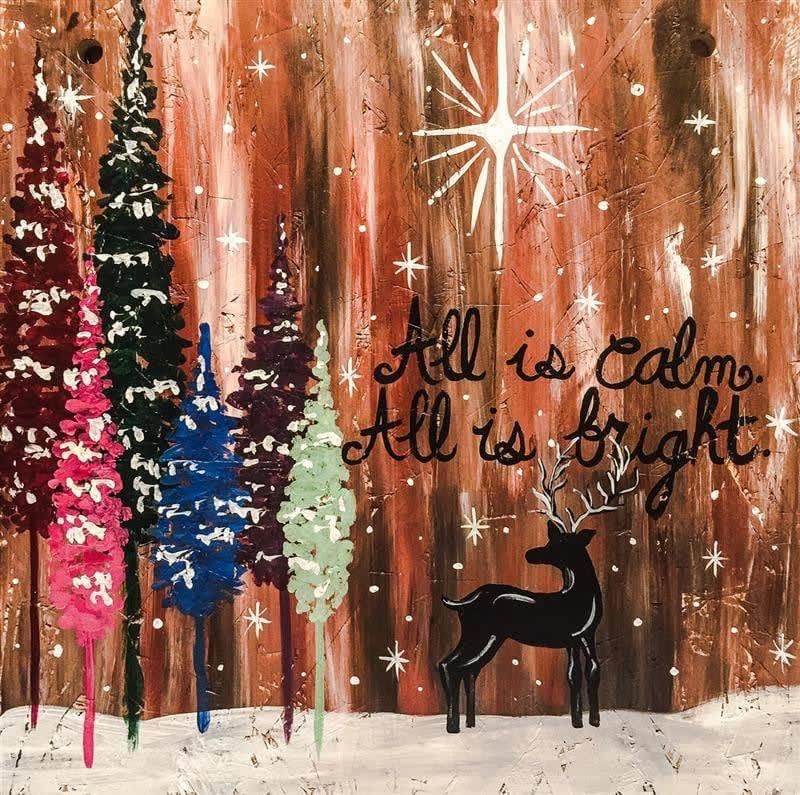 All Is Calm holiday wood sign at Behind the Scenes Tap House Photo