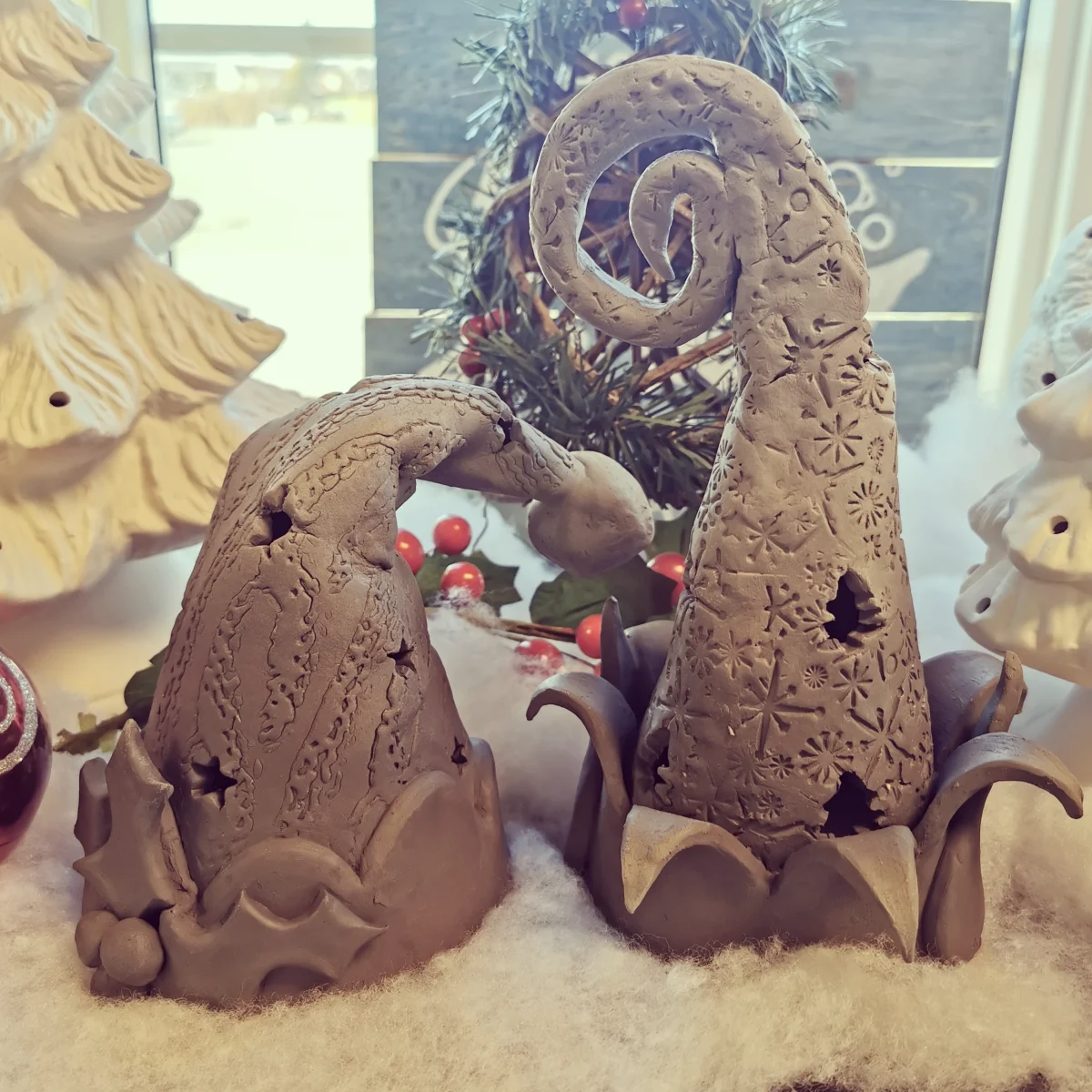 Clay Santa/Elf Hat Lamps Photo