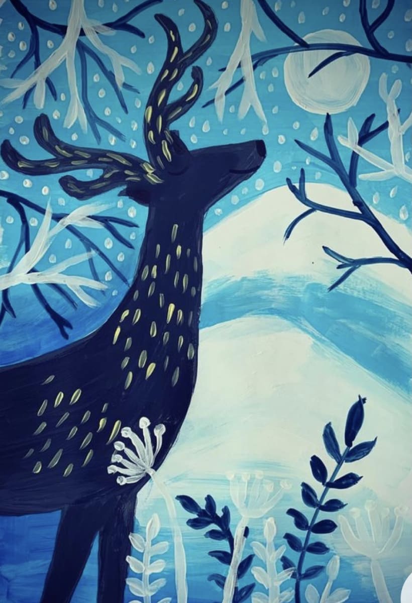 Kids Painting Party- Winter Buck Photo