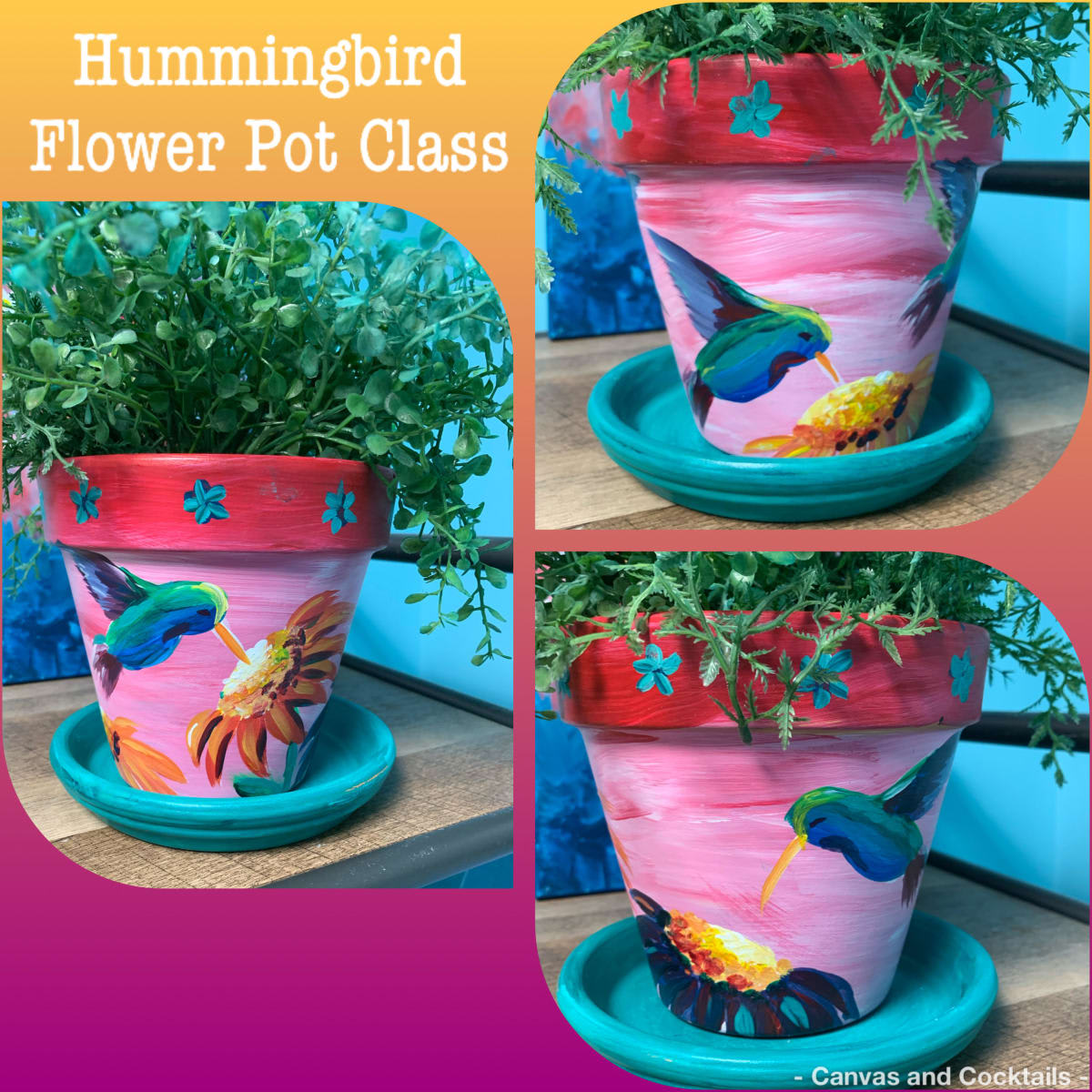 Hummingbird Flower Pots with Kelly Photo