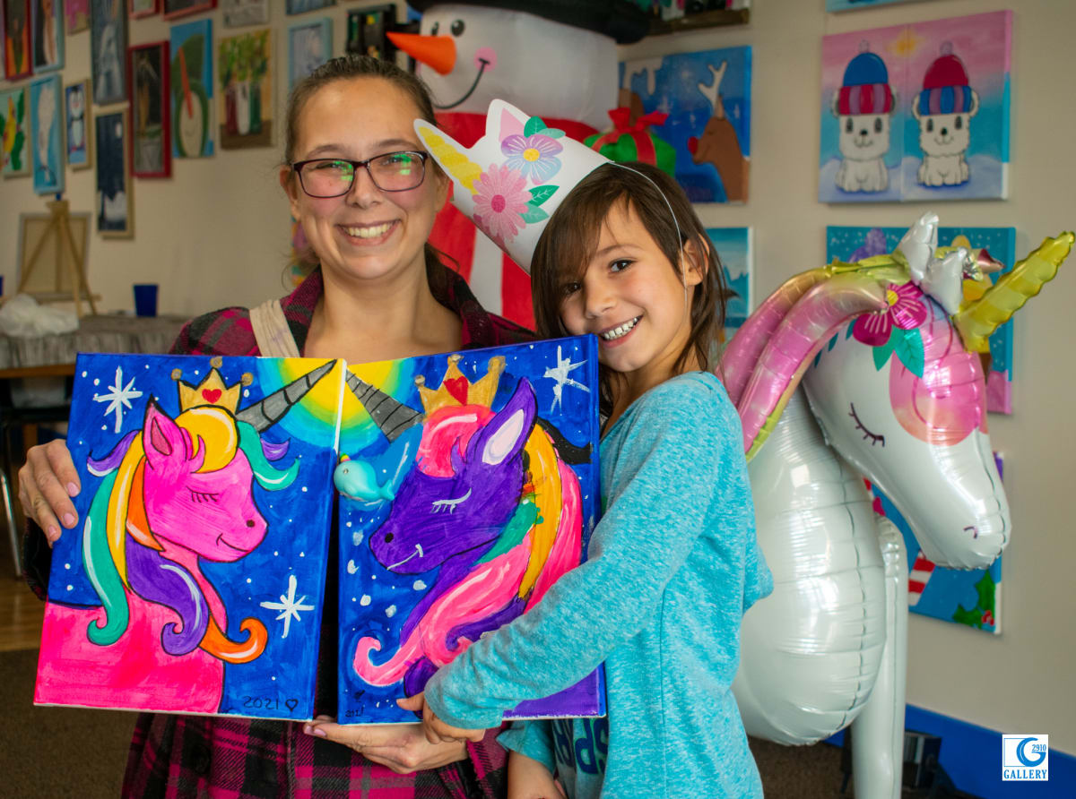 Unicorn Love - Mommy & Me Painting Class Photo