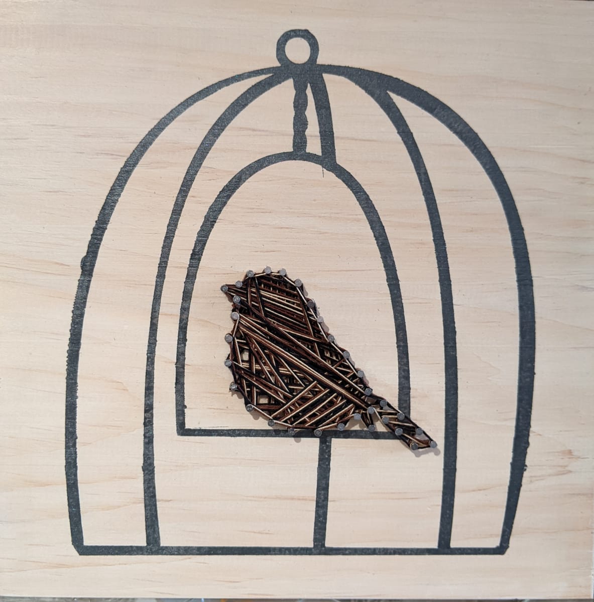 HEALING CHICKADEE FUND RAISER:  String Art - Bird in a Cage Photo