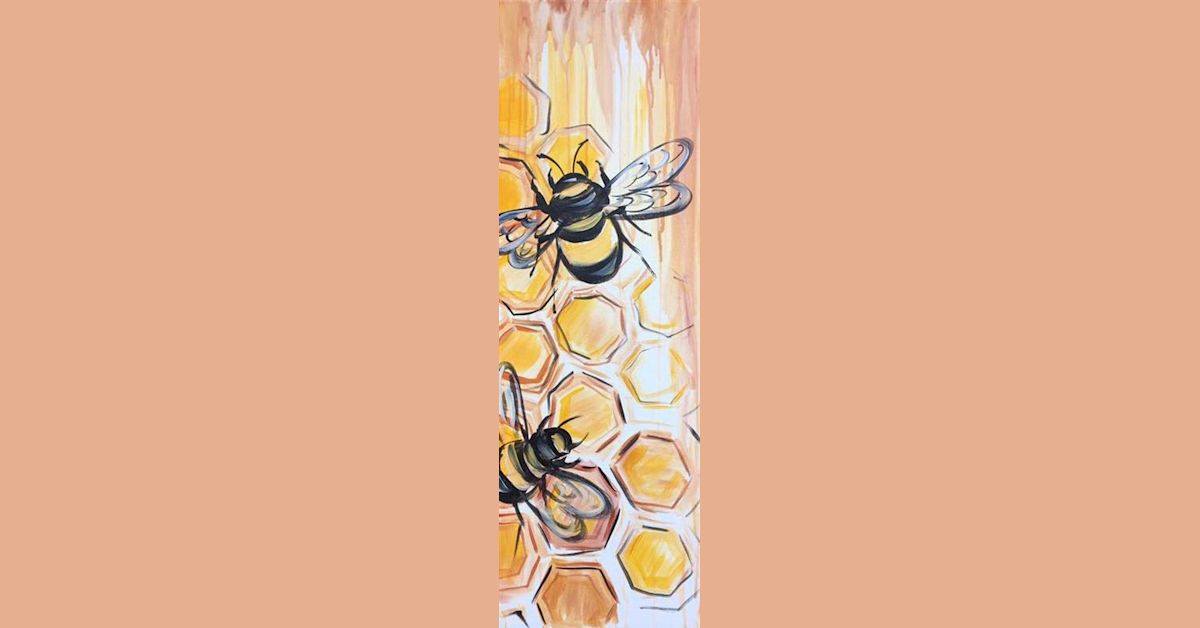 Sangria Saturday: Buzzing Bees 10x30 Canvas Class Photo