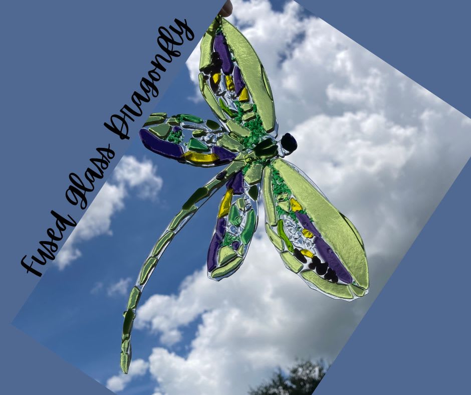 Hanging Fused Glass Dragonfly Photo