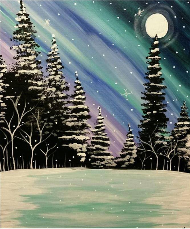 Family Day: Winter Northern Lights Lake Photo