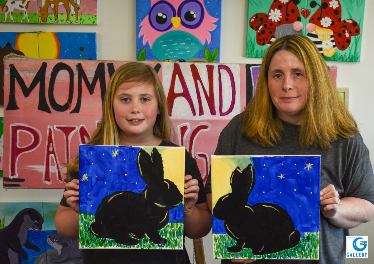 Mommy & Me Paint Party - Bunny Moonlight Photo