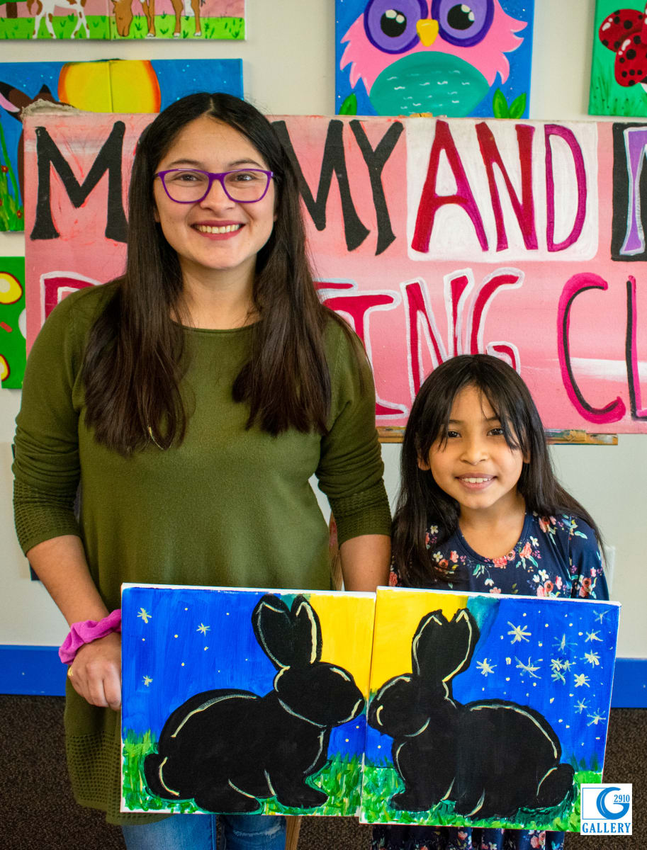 Mommy & Me Paint Party - Bunny Moonlight Photo