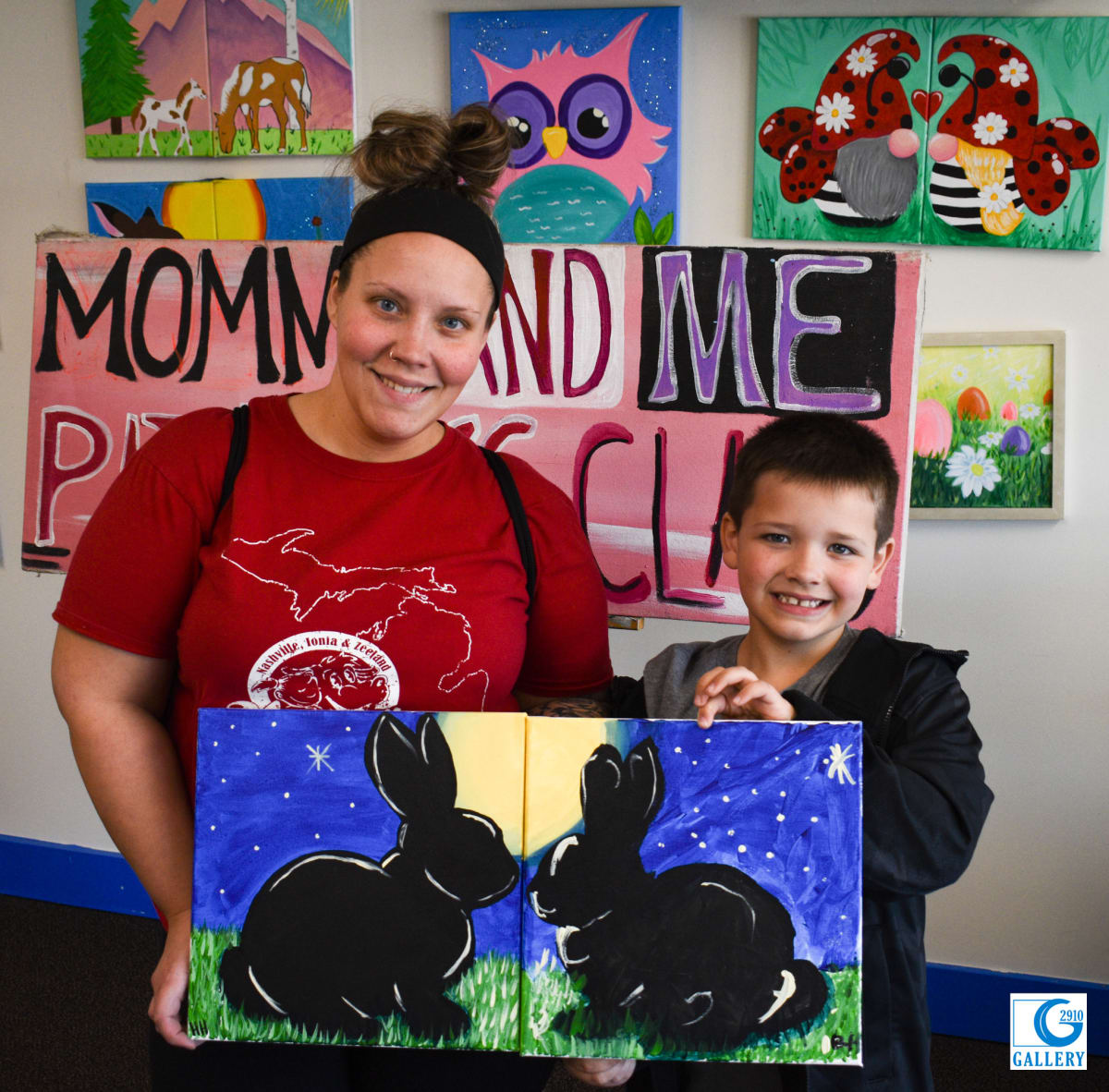 Mommy & Me Paint Party - Bunny Moonlight Photo