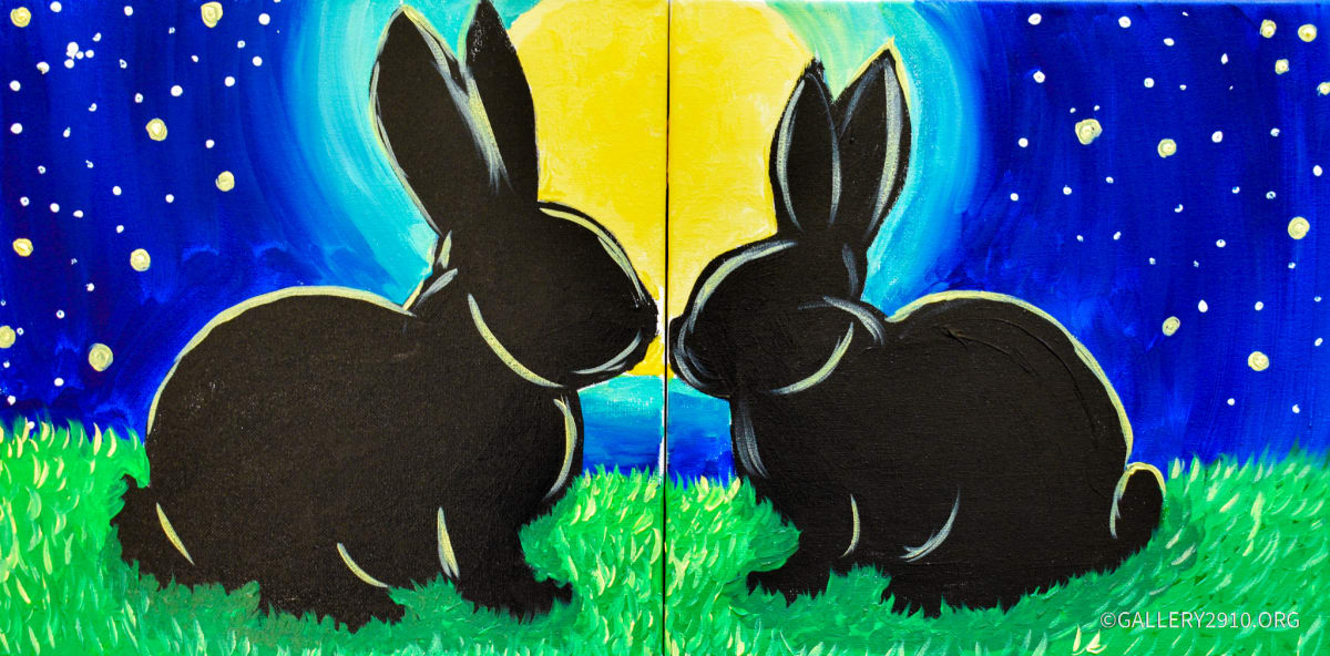 Mommy & Me Paint Party - Bunny Moonlight Photo