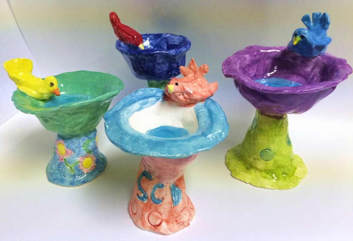 Kids Clay Bird Baths Photo