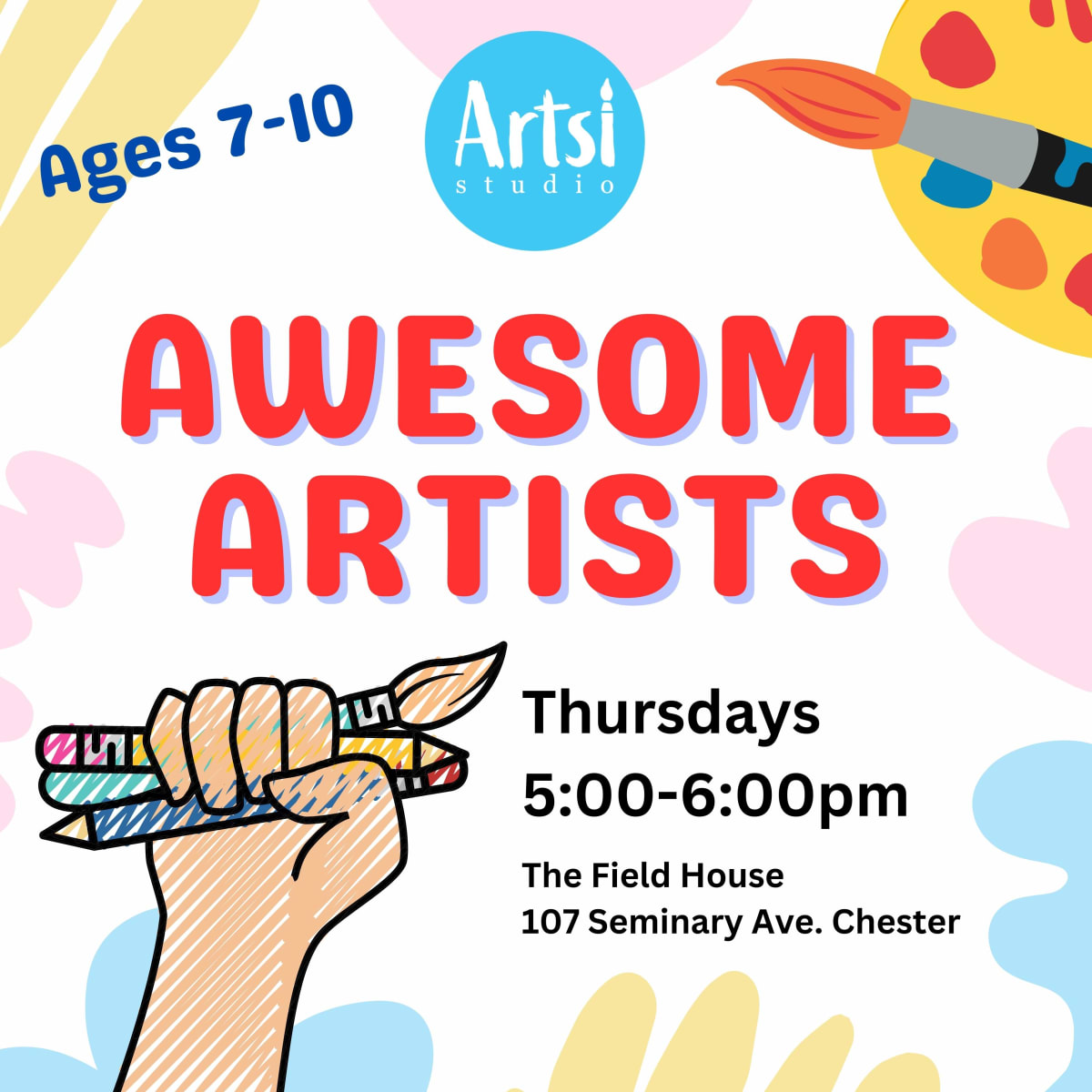 AWESOME ARTISTS • Thursdays • 5:00-6:00pm (Ages 7-10) Photo