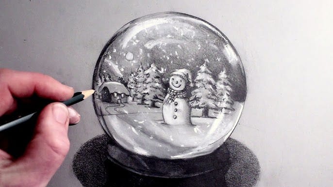 Kids Snow Globe Drawing Class Photo