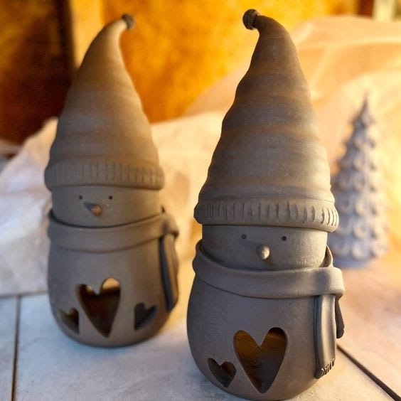 Clay Snowman Lanterns Photo
