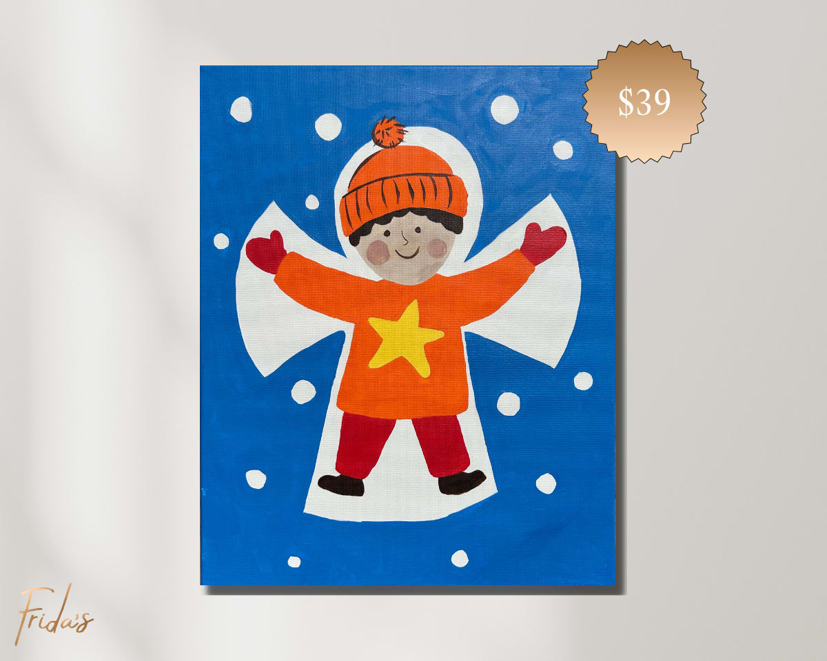 MAKE SNOW ANGELS WITH ME Family Day Out | Frida's Luxe Sip n' Paint Photo