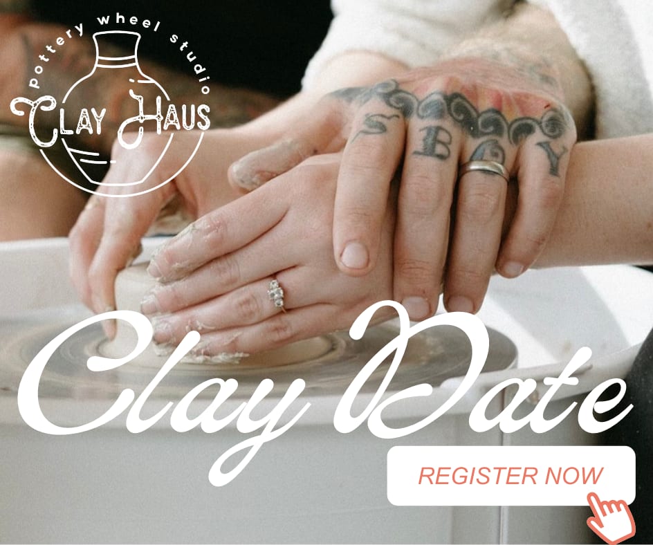 Valentine’s Clay Date Couples Pottery Wheel Class Photo