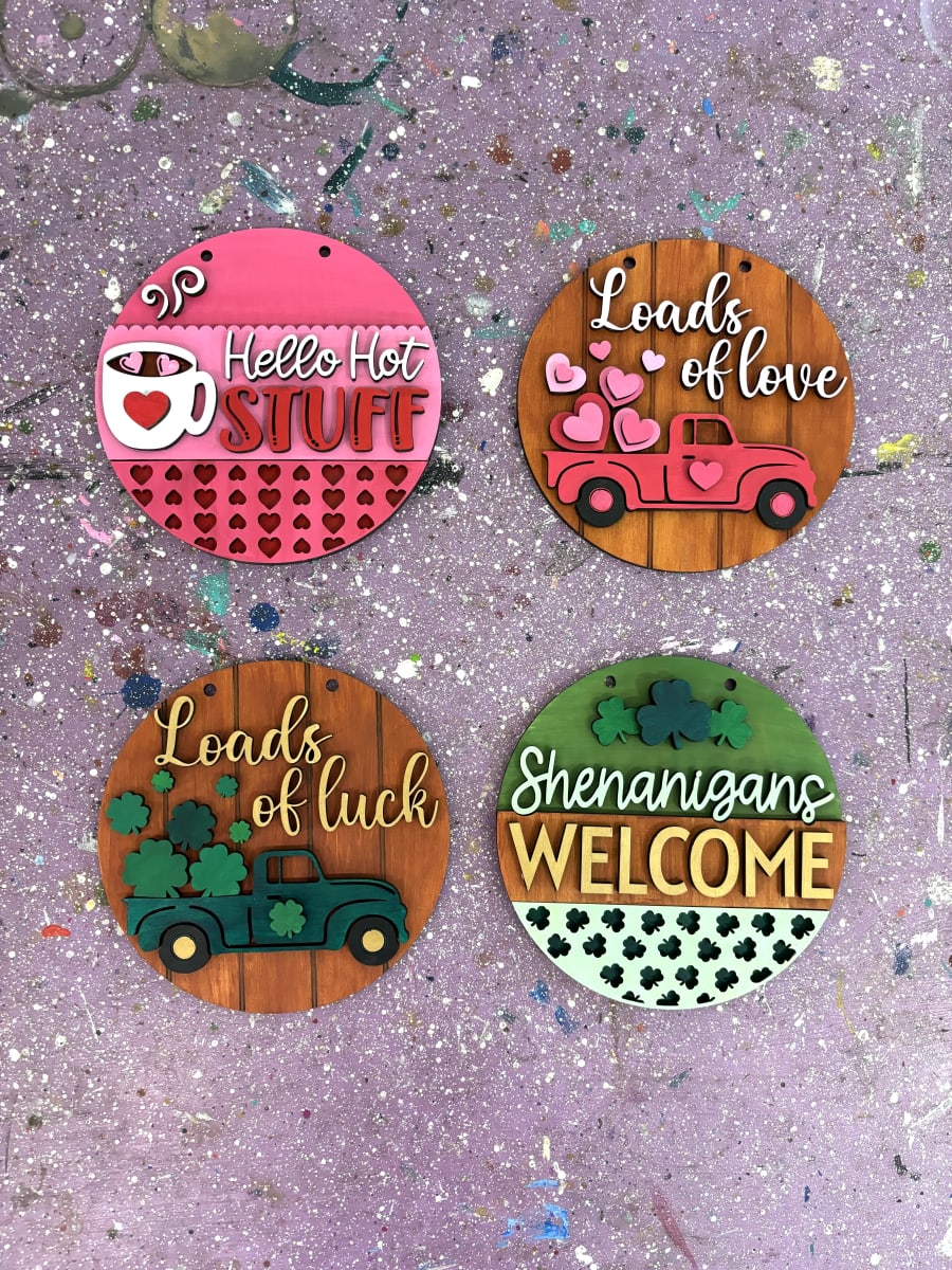 Valentine's & St Patty's Wood Décor - Sip & Paint Class- Plus Cookies Photo