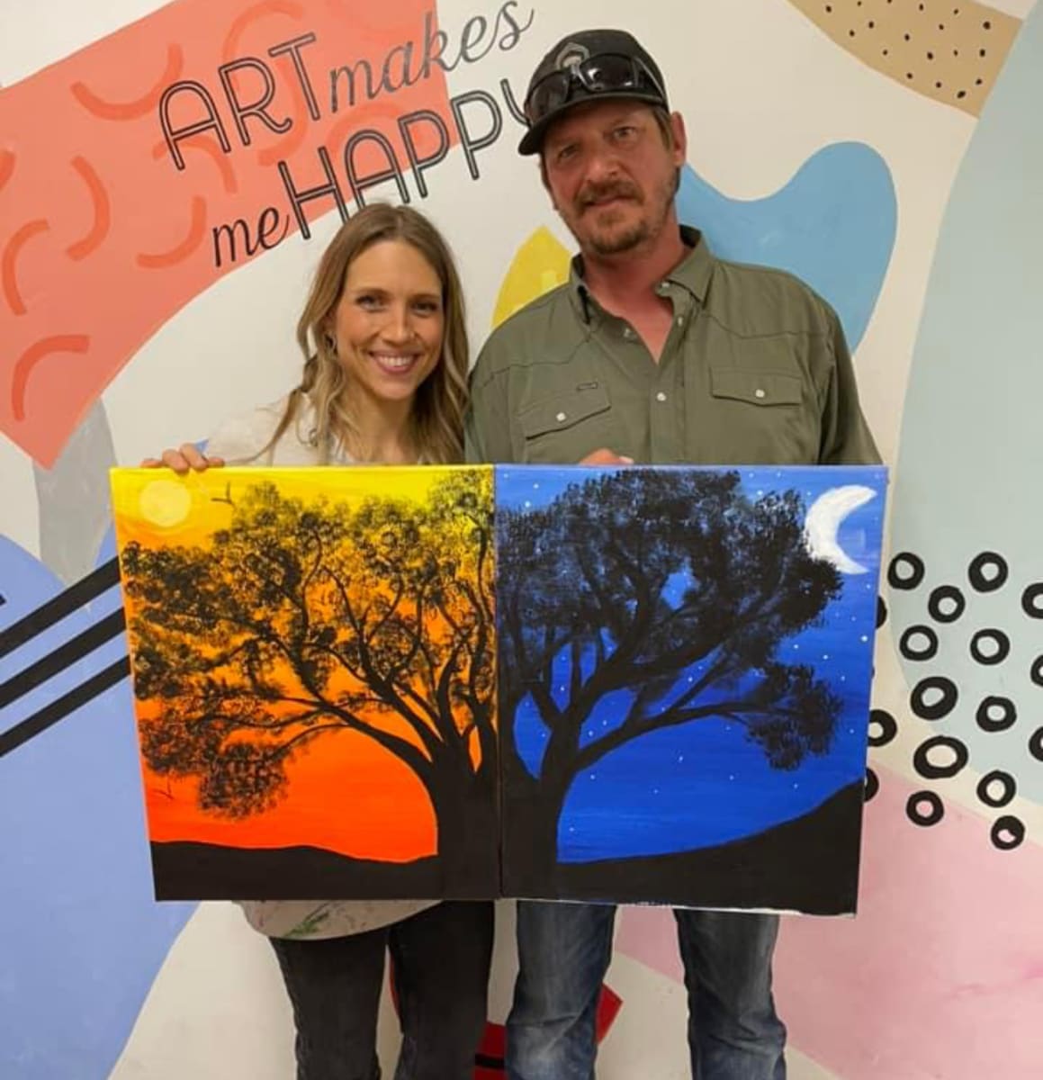 Art & Vino "Valentine's Couple's Painting" Love you day and night Photo